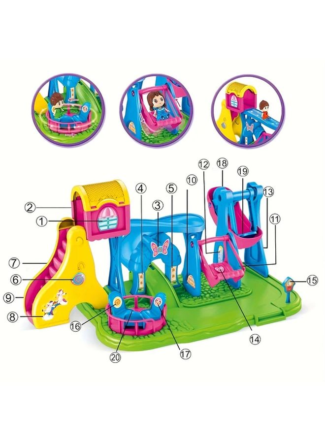 Amusement Park Playset For Kids With Slide Swings And Merry Go Round Perfect For Imaginative Play - Image 4